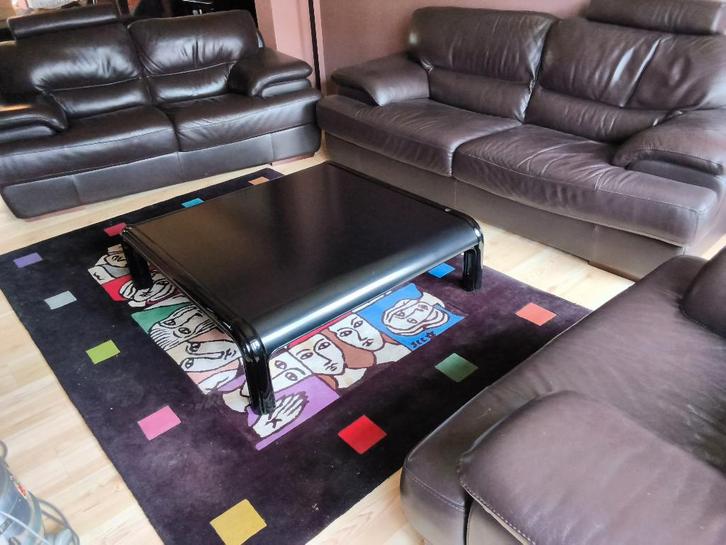 Lederen salon, Lederen zetels, Design Max Divani, Huis en Inrichting, Zetels | Zetels, Gebruikt, Rechte bank, Overige maten, Leer