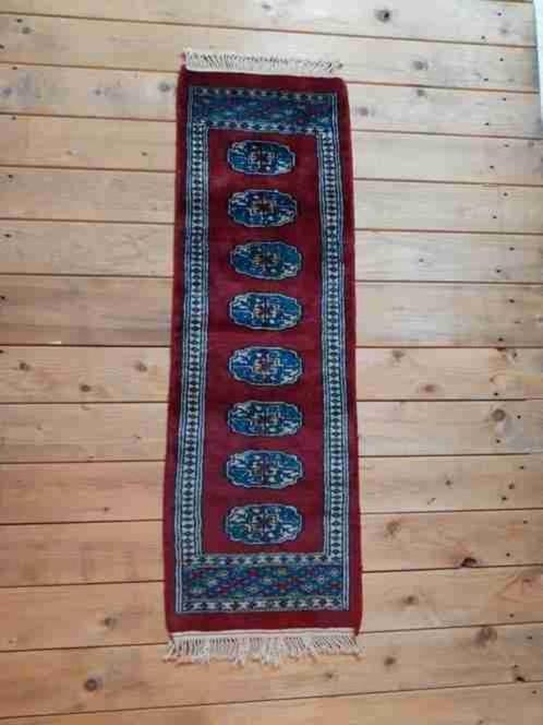Perzisch tapijt lopertje bordeaux blauw crème 100/33, Antiek en Kunst, Antiek | Tapijten, Tafelkleden en Textiel, Ophalen of Verzenden