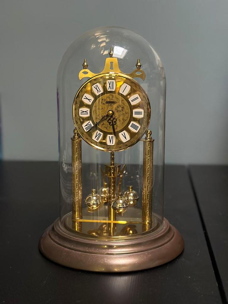 Vintage Haller Quartz Klok Analoog Goudkleurig, Huis en Inrichting, Woonaccessoires | Klokken, Gebruikt, Staande klok, Analoog