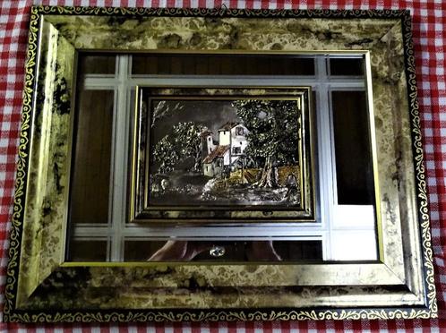 Très beau cadre-miroir avec effet relief, Huis en Inrichting, Woonaccessoires | Spiegels, Gebruikt, Minder dan 50 cm, Minder dan 100 cm