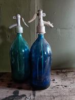 2 oude Franse spuitflessen, Glas, Blauw, Gebruikt, Ophalen of Verzenden