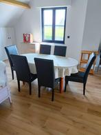 Houten tafel + 6 stoelen - Lederlook, Ophalen