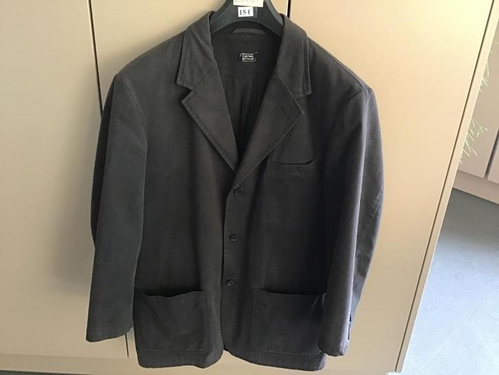 donkergrijze heren blazer maat large voor 15 euro, Kleding | Heren, Kostuums en vesten, Zo goed als nieuw, Maat 52/54 (L), Ophalen of Verzenden