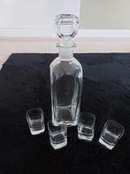 Glazen karaf met dop en 4 shotglazen, Ophalen of Verzenden, Zo goed als nieuw, Borrel- of Shotglas