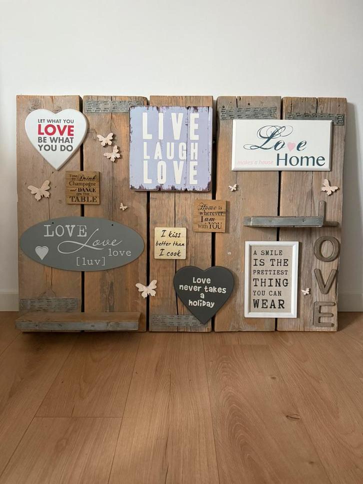 Handgemaakte wanddecoratie van stijgerhout - 100 x 70 cm, Huis en Inrichting, Woonaccessoires | Wanddecoraties, Zo goed als nieuw