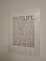 Grand cadre blanc “This is your life”, Maison & Meubles, Accessoires pour la Maison | Peintures, Dessins & Photos, Photo ou Poster