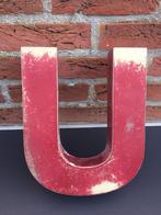 Authentieke vintage zinken reclameletter, gevelletter U, Verzamelen, Ophalen of Verzenden, Gebruikt, Overige typen
