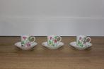 NBD Limoges France 3 kopjes met schotel porselein, Ophalen of Verzenden, Zo goed als nieuw, Effen, Kop(pen) en/of Schotel(s)