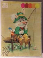 vintage houten puzzel - vissend konijn, Kinderen en Baby's, Speelgoed | Kinderpuzzels, Ophalen of Verzenden