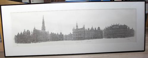 Grote Markt van Brussel - lithografie door Luc Putman, Antiek en Kunst, Kunst | Litho's en Zeefdrukken, Ophalen of Verzenden