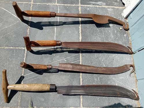 4 Franse paroirs, mes om hout mee te snijden, pers stuk, Antiek en Kunst, Antiek | Gereedschap en Instrumenten, Ophalen of Verzenden