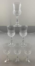 Cristal D'Arques Longchamp 6 stuks glazen kristal glas 12 cm, Glas, Gebruikt, Ophalen of Verzenden