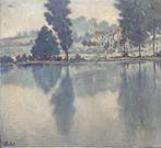 Huile sur toile lac signe jules postel, Enlèvement ou Envoi