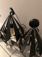 Zwarte lampkappen + spiraallampen, Enlèvement, Comme neuf, Métal, Moins de 50 cm