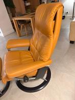 Stressless Relaxzetel+voetenbank, Huis en Inrichting, Fauteuils, Ophalen, Zo goed als nieuw, Leer, Modern