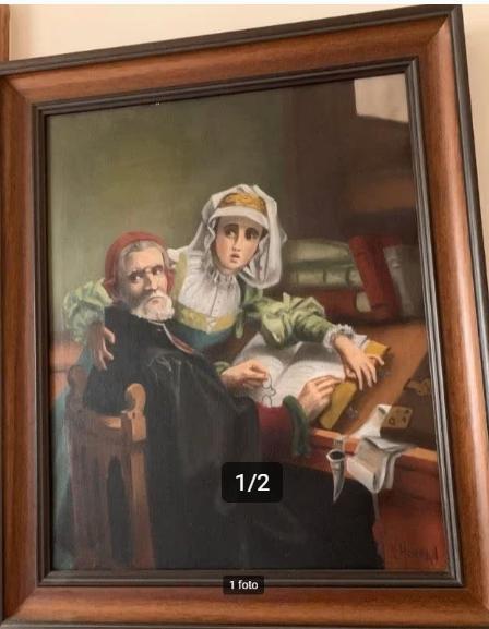 Schilderij 'De verboden lezing' van V. Herman, Antiek en Kunst, Kunst | Schilderijen | Klassiek, Ophalen