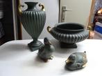 Prachtige siervaas en sierpot  met 2 eenden in groen  en gou, Maison & Meubles, Accessoires pour la Maison | Vases, Vert, Enlèvement