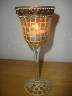 Verres/ bougeoirs sur pied décoré., Moins de 25 cm, Crème, Comme neuf, Enlèvement