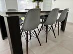 Grijze DSW stoel donker hout onderstel (6 stuks), Grijs, Gebruikt, Hout, Ophalen