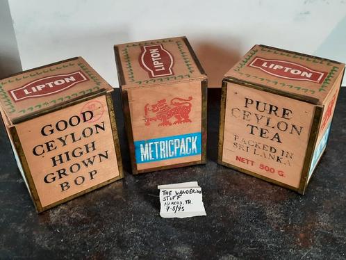 3 houten Lipton thee opbergdozen, Antiek en Kunst, Curiosa en Brocante, Ophalen of Verzenden
