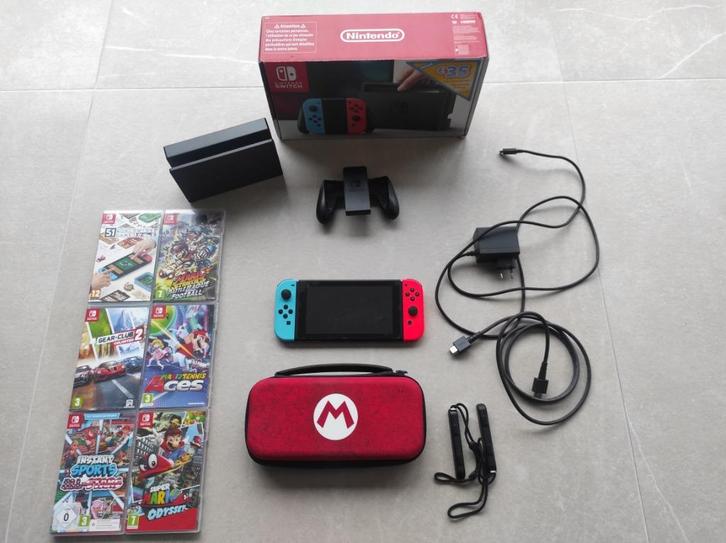 Nitendo Switch, Games en Spelcomputers, Spelcomputers | Nintendo Switch, Zo goed als nieuw, Met 1 controller, Met games, Ophalen