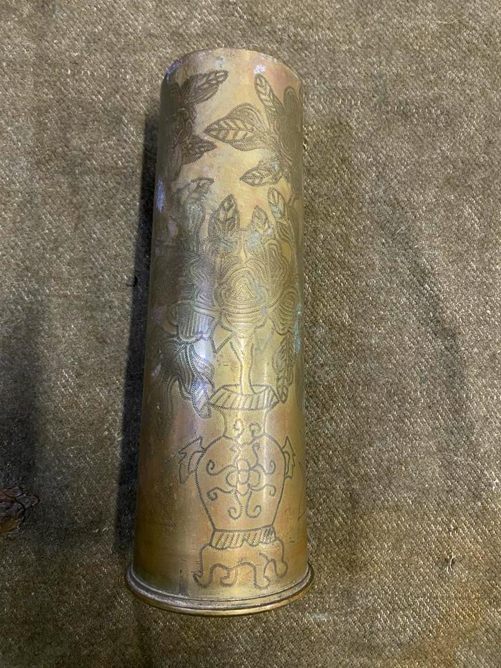 Rare douille gravure Chinoise 14-18, Verzamelen, Militaria | Algemeen, Ophalen of Verzenden