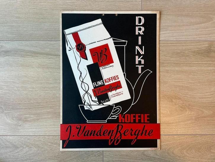 Reclamebord Reclameplaat Koffiebranderij J. Vandenberghe, Verzamelen, Merken en Reclamevoorwerpen, Zo goed als nieuw, Reclamebord
