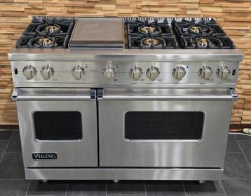 🔥Luxe Fornuis Viking 120cm RVS 2 GASOVENS teppanyaki 6 pit beschikbaar voor biedingen
