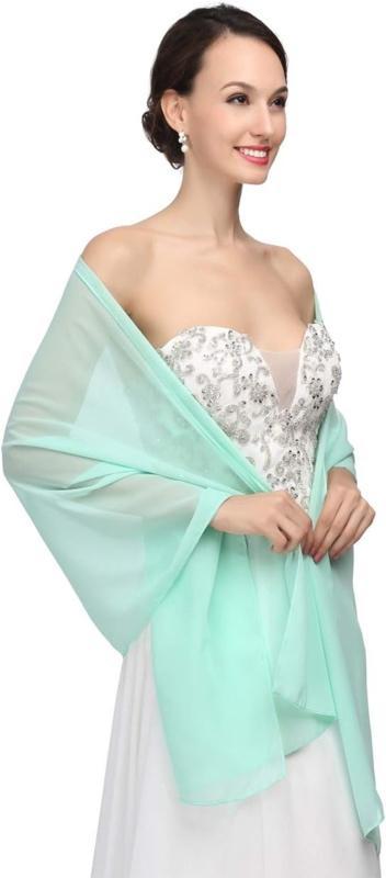 stola mintgroen - stola chiffon, Kleding | Dames, Mutsen, Sjaals en Handschoenen, Nieuw, Sjaal, Ophalen of Verzenden