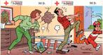 DE KIEKEBOES - 2 RODE KRUIS STICKERS 1997 MERHO, Verzamelen, Ophalen of Verzenden, Zo goed als nieuw, Strip of Tekenfilm