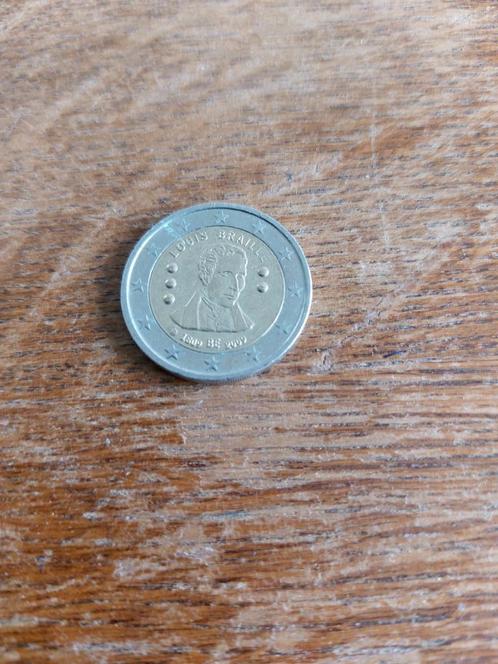 Louis Braille herdenkingsmunt van 2 euro, Postzegels en Munten, Munten | Europa | Euromunten, Losse munt, 2 euro, Ophalen of Verzenden