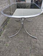Table à manger Vintage en chrome&plateau verre fumé 1970, Enlèvement, Comme neuf