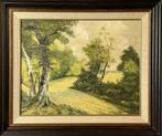 ZONNIG LANDSCHAP OP HET PLATTE LAND - MOOI SCHILDERIJ - OLIE, Antiek en Kunst, Ophalen of Verzenden