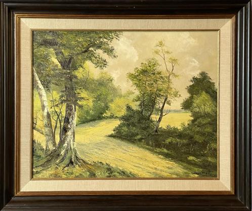 ZONNIG LANDSCHAP OP HET PLATTE LAND - MOOI SCHILDERIJ - OLIE, Antiek en Kunst, Kunst | Schilderijen | Klassiek, Ophalen of Verzenden