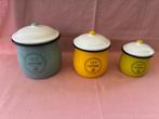 3 emaille potjes La vie de Campagne, Ophalen of Verzenden