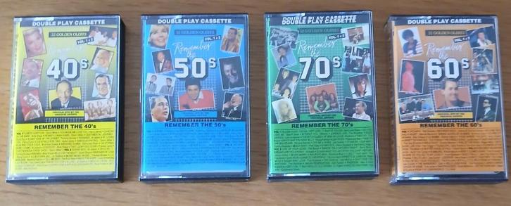 Lot de 4 cassettes audio rares années 40-50-60-70, Verzamelen, Muziek, Artiesten en Beroemdheden, Gebruikt, Overige typen, Ophalen