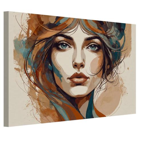 Art deco vrouw canvas 60x40cm - 18mm., Antiek en Kunst, Kunst | Schilderijen | Modern, Verzenden