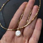 Set ketting en oorbellen hematiet en natuurlijke parel, Handtassen en Accessoires, Kettingen, Bruin, Nieuw, Ophalen of Verzenden