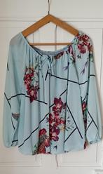 Blouse bleu clair à imprimé floral - Fabriqué en Italie, Enlèvement ou Envoi, Comme neuf, Taille 38/40 (M), Bleu