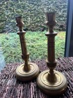 paire de bougeoirs en laiton vintage, Ophalen of Verzenden