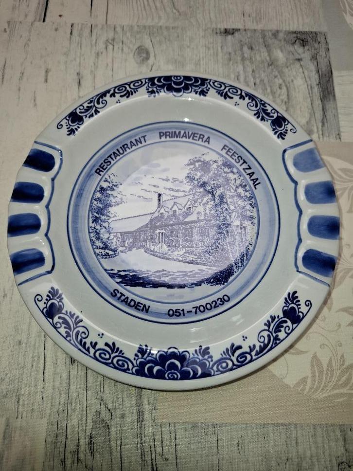 Asbak cendrier Delfts Blauw Staden Restaurant Primavera, Antiek en Kunst, Antiek | Keramiek en Aardewerk, Ophalen of Verzenden