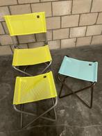 Lafuma stoel lime met bijpassend krukje + blauw krukje, Ophalen, Gebruikt, Campingstoel