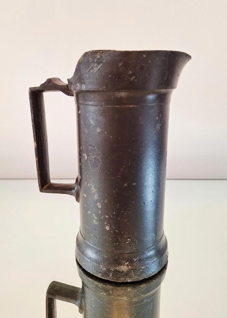 19e eeuwse Brusselse tinnen maatbeker Jean Dubrucq 0,5liter, Antiek en Kunst, Antiek | Tin, Ophalen of Verzenden