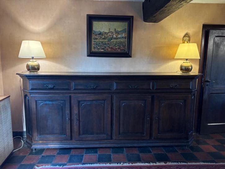 Grote massieve dressoir–295 cm–landelijke stijl, Huis en Inrichting, Kasten | Dressoirs, Gebruikt, 200 cm of meer, 25 tot 50 cm