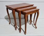 bijzettafeltjes , nesting tables, mimiset, marqueterie hout, Gebruikt, 55 tot 75 cm, Rechthoekig, Hout
