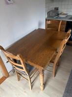 Eettafel (uitschuifbaar) met 4 stoelen in goede staat!, Huis en Inrichting, Tafels | Eettafels, Ophalen, Zo goed als nieuw, Rechthoekig