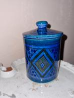 Cadeau pot bleu céramique artisanale fait main couvercle, Enlèvement ou Envoi