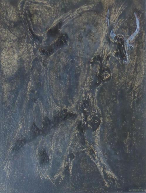 JAN VAERTEN / STIER / ORIGINEEL WERK / 89x69cm / KADER / SIG, Antiek en Kunst, Kunst | Schilderijen | Modern, Ophalen