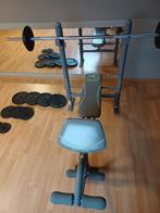 Press Bench met 73kg gewichten, Ophalen, Benen, Gebruikt, Krachtstation