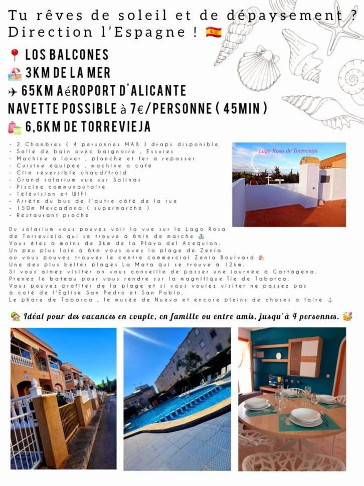 Bungalow a louer, Vacances, Maisons de vacances | Espagne, Costa Blanca, Chalet, Bungalow ou Caravane, Autres, Mer, 2 chambres